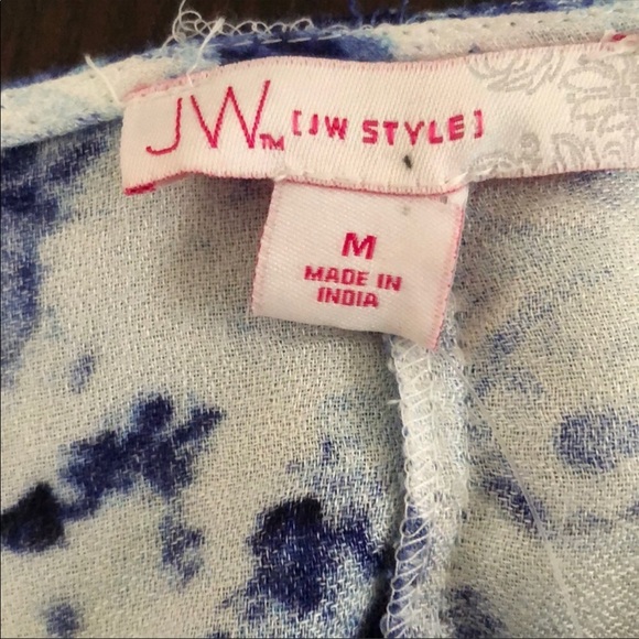 BNWT JW Styles Open Front Blue & White Cardigan - Picture 7 of 8
